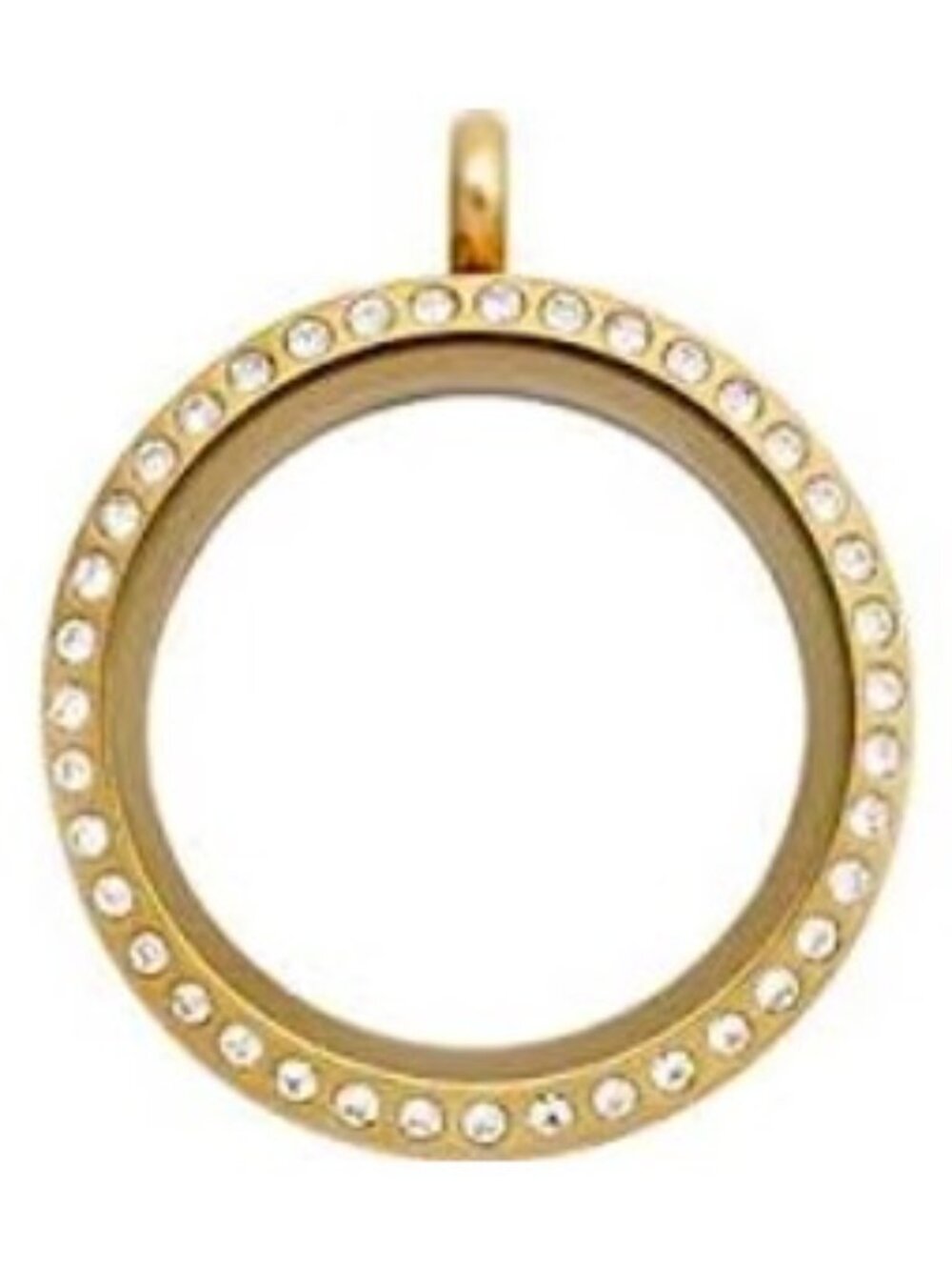 NIB Origami Owl LK1015 Large Gold with Crystals Hinged Living Locket Retired
